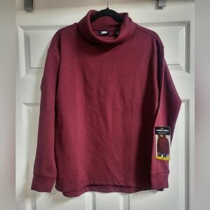 NWT Lands' End Burgundy Red Turtleneck Sweater Cozy Knit Size S
